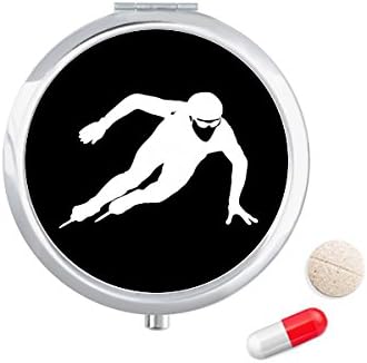 Korcsolyázás Fekete Téli Sport Vázlat Tabletta Esetben Zsebében Gyógyszer Tároló Doboz, Tartály Adagoló