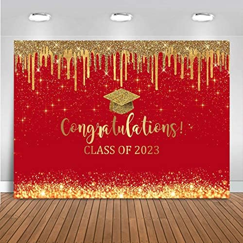 Mocsicka Piros-Arany Diploma Hátteret Gratulálok Osztály 2023 Fotózás Háttér Vinil 2023 Érettségi Party Dekoráció Congrats