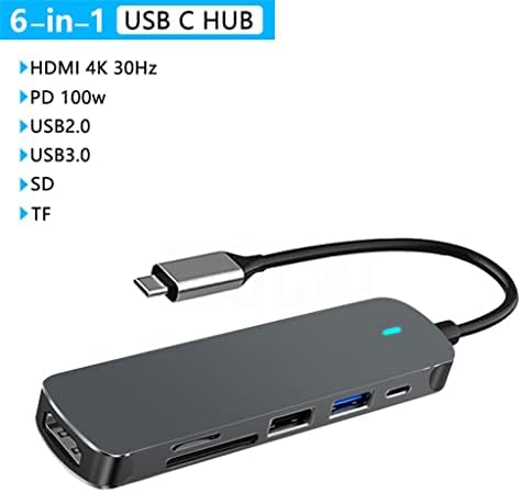 GENIGW Típus C -Kompatibilis 4K 30Hz RJ45, USB 3.0 Adapter Típus C-HUB Dokkoló Pro Air Laptop Splitter (Szín : D, Méret