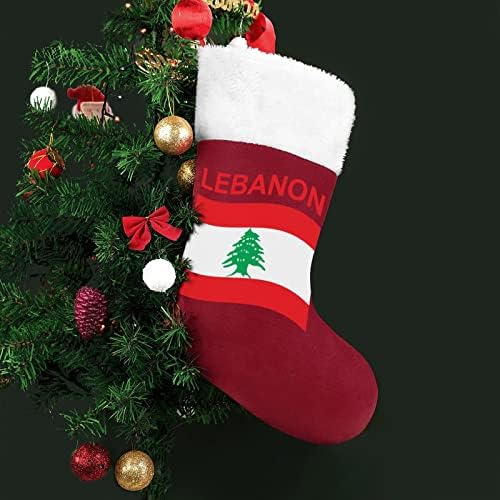 Zászló Libanon Piros Karácsonyi Ünnep Harisnya, Otthon Dekoráció Karácsonyi Fa Kandalló Zokni