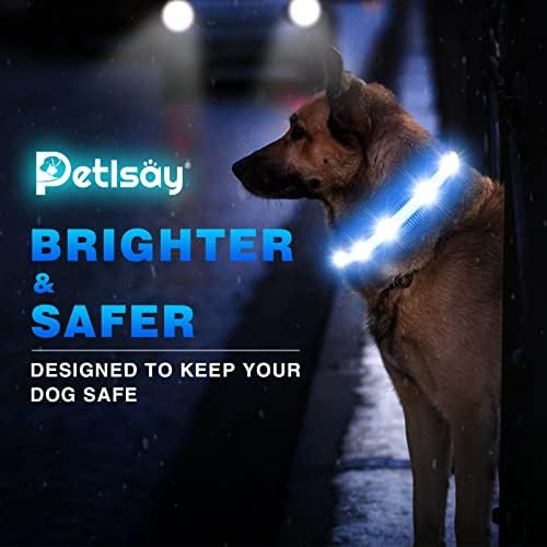 PetIsay Fény Kutya Nyakörvek - Vízálló - USB-Újratölthető - Végső Fényes LED Biztonsági Gallér Minden Kutya(Kék,