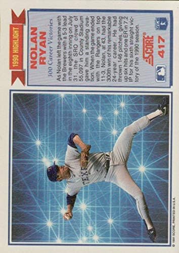 1991 Pontszám 417 Nolan Ryan HL NM-MT Texas Rangers Baseball