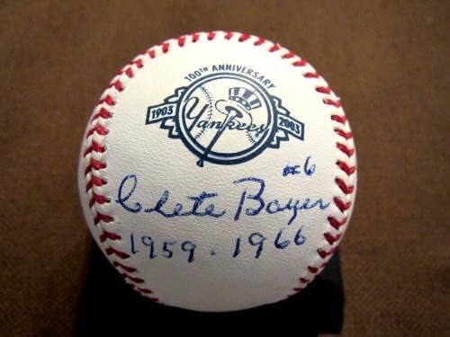 Lehet Boyer 6 1959-1966 Ny Yankees Aláírt Auto 100 Annivarsary Baseball Szövetség - Dedikált Baseball