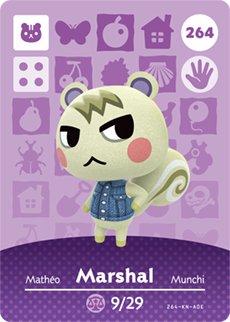 Marsall - Nintendo Animal Crossing Boldog Otthon Tervező Amiibo Kártya - 264