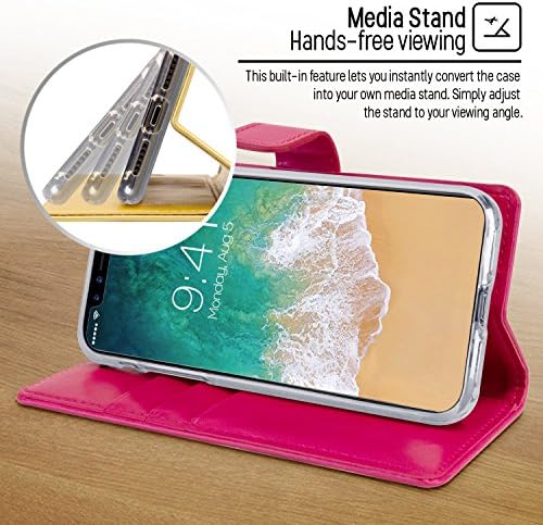 GOOSPERY Kék Hold Tárca Apple iPhone Xs Esetben (2018) X iPhone Tok (2017) Bőr Stand Flip Cover (Pink)