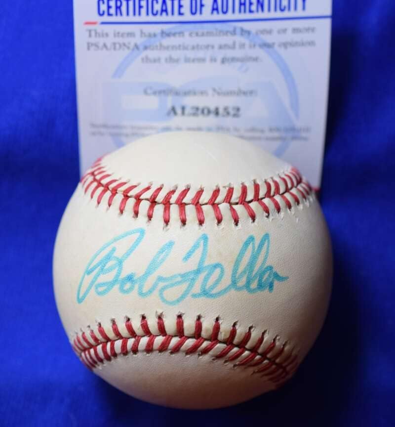 Bob Feller PSA DNS-Coa Autogramot Amerikai Liga OAL Aláírt Baseball
