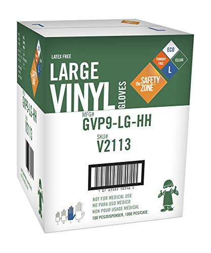 A Biztonsági Zóna GVP9-LG-HH Por Ingyenes Átlátszó Vinyl Kesztyű, Nagy Ügy 1000