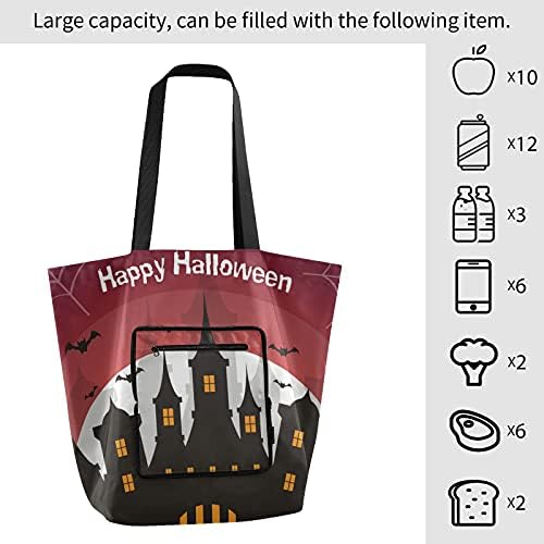 Halloween House Web Hold Összecsukható Váll Táska Újrahasználható bevásárlótáska Nehéz az Iskola Táska Bevásárló Táska
