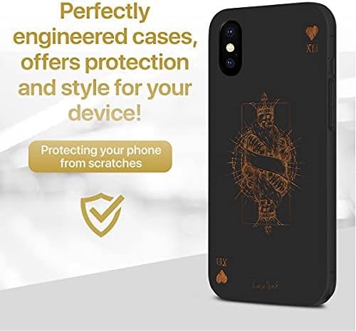CaseYard Fa Telefon tok iPhone Xs Max Lézer Gravírozott Kőr Király Design Fekete Fa Kompatibilis iPhone esetében Védő