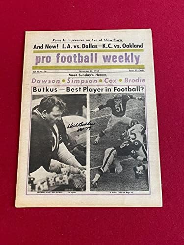 1969, Dick Butkus, Dedikált (SZÖVETSÉG) Pro Football Weekly Újság (Vintage) - Dedikált Focilabda