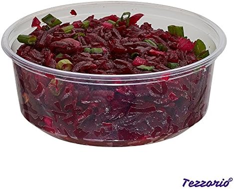 Tezzorio (25 Doboz) 8 oz Deli edényben Fedő Párosítás, BPA-Mentes Áttetsző Műanyag Deli Élelmiszer-Tároló Tartályok