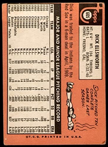 1969 Topps 605 Dick Ellsworth Cleveland indians (Baseball Kártya) FAIR Indiánok