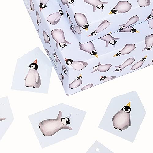 KÖZPONTI 23 Pingvin Csomagolópapír - 6 Lap Születésnapi Ajándék Wrap - Aranyos Állat Csomagolópapír - A Férfiak a Nők
