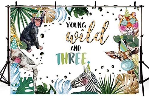 AIBIIN 7x5ft Fiatal Vad, Három Születésnapot Hátteret Safari Dzsungel Vadon élő Állatok Harmadik Születésnapját Fotózás