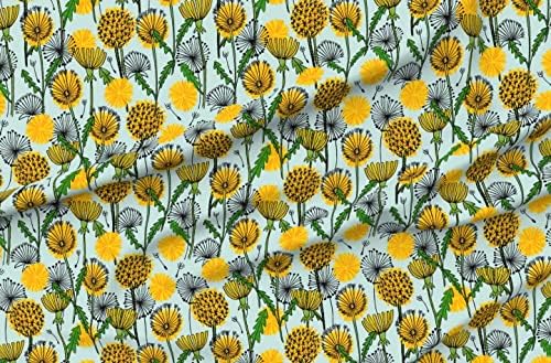 Spoonflower Szövet - télen fűt Pitypang Virágos Kert Botanikus Nyomtatott Szirom Aláírás Pamut Szövet, A gyár által