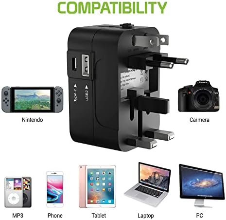 Utazási USB Plus Nemzetközi Adapter Kompatibilis a Xolo Q1020 a Világszerte Teljesítmény, 3 USB-Eszközök c típus, USB-A