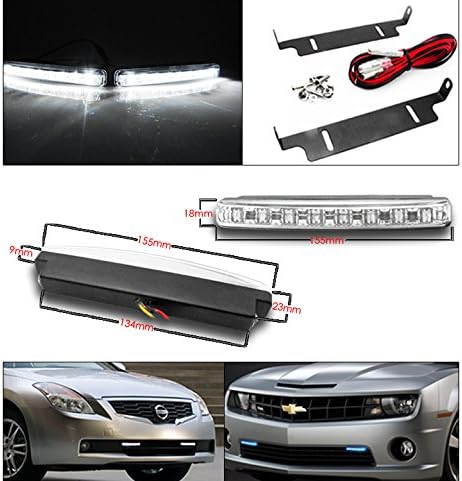 ZMAUTOPARTS DRL LED Hullámvasútja Jel Chrome-Vetítő Fényszórók Lámpák w/6 Fehér LED DRL A 2015-2019-es Chevy Impala