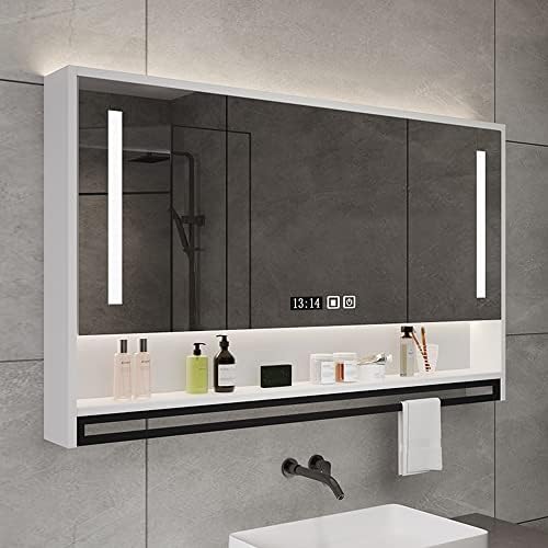 Fürdőszoba orvosságos Szekrény Tükörrel Fürdőszoba Tükör, Szekrény Anti-Köd Fali Tükör, LED-es Lámpák, Páramentesítő