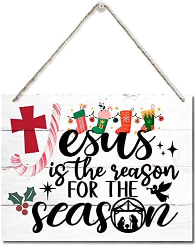 Téli Karácsonyi Fa Ajtó Lóg Alá, hogy Jézus Az Oka annak, hogy a Szezon, Boldog Karácsonyt Jel, Téli Jel, Téli Dekoráció,