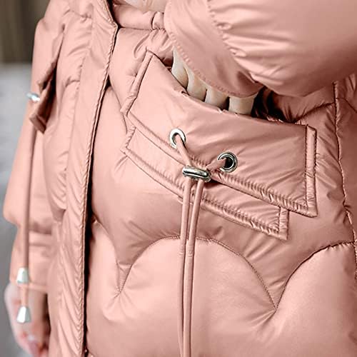 Fényes, Hosszú Kabátok Női Faux Prémes Kapucnis Gömbhal Kabát Vékony, Szerelt, Bélelt Dzsekik Hideg Időjárás Meleg Outwear