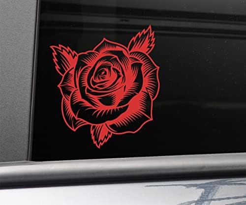 Rose Vinyl Matrica Laptop, Autó, Teherautó Lökhárító Ablak Matrica, 5.5 x 5, Piros