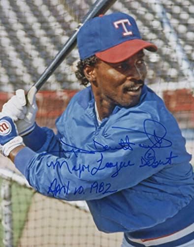 George De Witt Wright Rangers Mlb Debütáló 4/10/1982 Aláírt 8x10 Fotó W/Coa - Dedikált MLB Fotók
