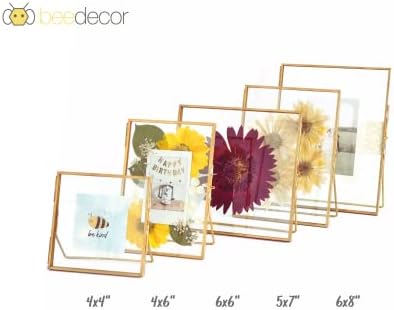 Beedecor Dupla Üveg Keret Préselt Virágok, Polaroid Fénykép, valamint Artwork - 6x6, 5x7, 6x8 Álló Képkeret Asztal,