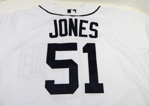 2009-ben a Detroiti Tigrisek Jeff Jones 51 Játék Kiadott Fehér Jersey 50 DP20540 - Játék Használt MLB Mezek
