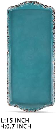 LOK-OSEMILE Ínyenc Művészeti Pattog Készlet 2 Melamin Téglalap alakú Z Tálcák/Tálak, Akvamarin kék 15
