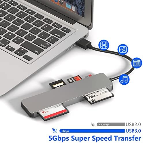 CFast Kártya Olvasó, 5 az 1-ben USB Memória Kártya Olvasó SD 4.0 Kártya Adapter Alumínium CF 2.0 Kártya Olvasó MS MicroSD