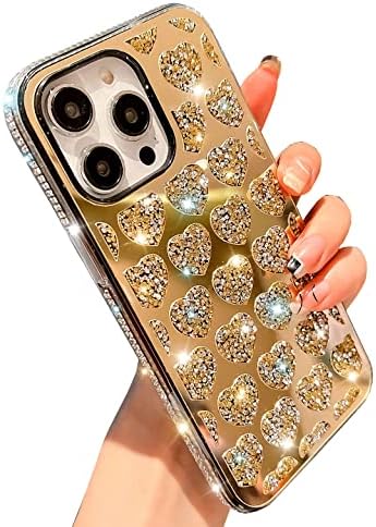 BANAILOA Luxus Bling iPhone 13 Pro Max Esetben a Nők,Aranyos Szív Esetben a Csillogó Strassz Ütésálló Lökhárító Védő