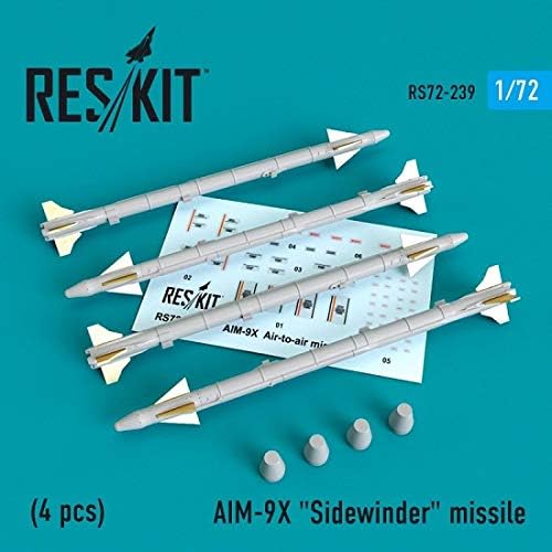 Reskit RS72-0239 - 1/72 AIM-9X Sidewinder Rakéta (4 DB) Modell Skála készlet