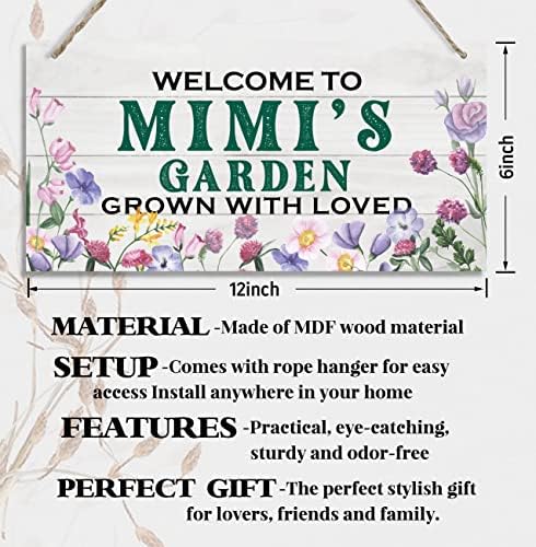 Vintage Stílusú Üdv Mimi Kertben Termesztett Szeretett Fa Dekoráció Tábla Lóg Nyomtatott Fából készült Emléktábla Dekoráció,