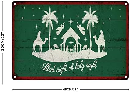 Klasszikus Karácsonyi Zöld Betlehem Retro Utca Lóg Alá Jézus Születése Fali Dekor Fém Tábla Ó, Szent Este Fém Adóazonosító