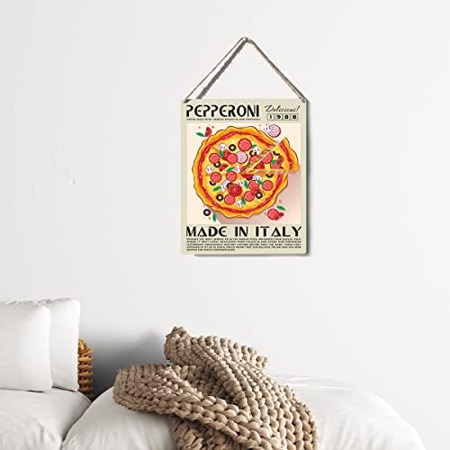 Vicces Konyhai Tábla Dekoráció Pepperoni Pizza Fa Alá Emléktábla Falra Élelmiszer Plakátok Grafika 8X10 Modern Otthon