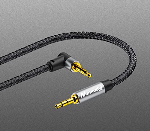 Nanxudyj aux Kábel 3,5 mm-es Sztereó Audio Kábel 1ft, 90 Fokos Rövid Aux Aux Kábel 3,5 mm-es férfi Férfi derékszögű