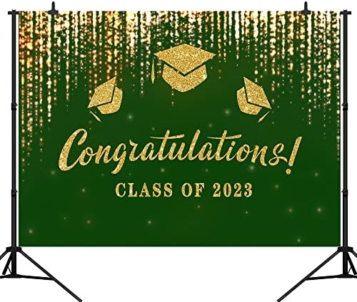 CapiSco Zöld Arany Érettségi Hátteret Osztály 2023 Csillogó Bokeh Érettségi Fél Háttér Congrats Grad Egyetemi Bál Banner
