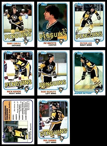 1981-82 Topps Pittsburgh Penguins Csapata Szett 7 - NM - Asztalon Jégkorong Kártyák