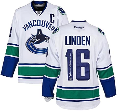 Trevor Linden Vancouver Canucks Aláírt Fehér Reebok Jersey - Dedikált NHL-Mezek