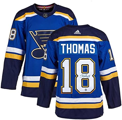 Robert Thomas Aláírt a St. Louis Blues Adidas Jersey - Dedikált NHL-Mezek