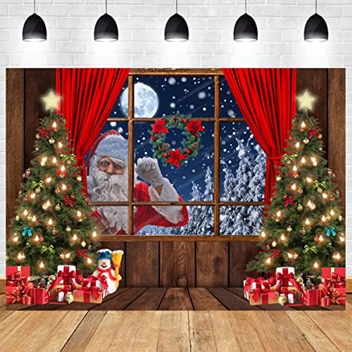 LYCGS 10X8FT Karácsonyi Hátteret, Santa Claus Fotó Háttér a Téli Hó, Karácsony Fa Ablak Hold karácsonyfa, Ajándékok