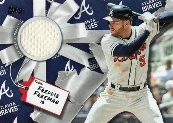 Freddie Freeman játékos kopott jersey-i javítás baseball kártya (Atlanta Braves) 2018 Topps Walmart Holiday WHRFF -