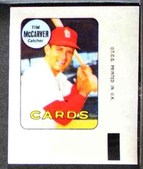 1969 Topps Tim McCarver St. Louis Cardinals (Baseball-Matrica) NM/MT Bíborosok