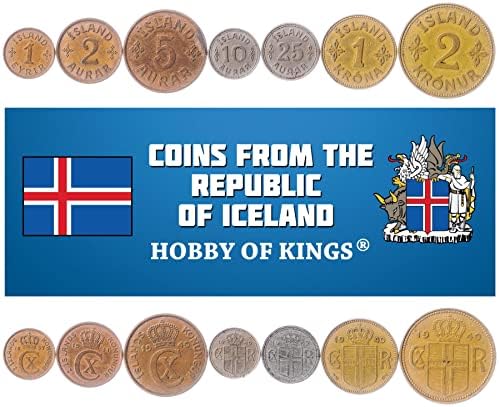 7 Érmék Izland | Izlandit Érme Meghatározott Gyűjtemény 1 Eyrir 2 5 10 25 Aurar 1 2 Kronur | Juttatni 1922-1942 | Király