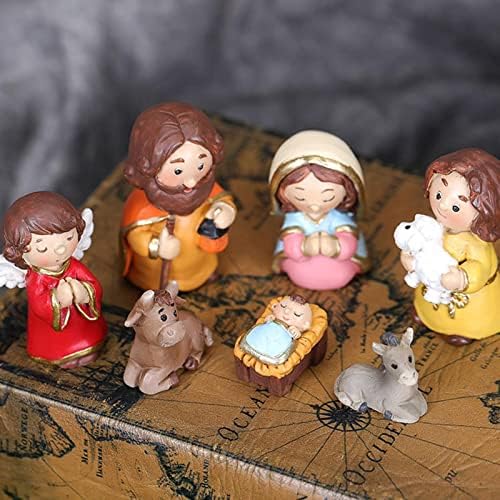 Luckynu Karácsonyi Betlehem Set Szent Család Számok, 10db Gyanta Jászol Díszek, Mini Jézus Figurák Készletek Szűz Mária