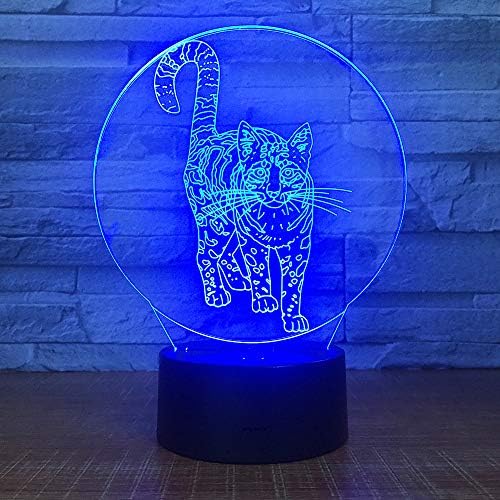 Jinnwell Tigris 3D Éjjeli Lámpa Lámpa Illúzió Éjszakai Fény 7 Szín Megváltoztatása Érintse meg a Kapcsoló Táblázat Pult