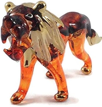 2¾ Hosszú Kristály Oroszlán Miniatűr Safari Állatok Fújt Üveg Figura Vadon Gyűjthető Figura Dekoráció