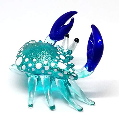 ZOOCRAFT Fújt Üveg Kék Rák Figura, Kézzel készített Miniatűr Dísz Tengeri Akvárium Gyűjtemény