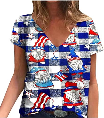 Amerikai Zászlós póló Nők Sumemr július 4-én Hazafias Ing Grafikus AMERIKAI Függetlenség Napja Basic Póló Blúz