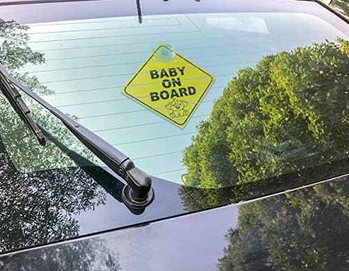 2DB Baby on Board Matricák Alá az Autót, Fényes Sárga Baba a Fedélzeten Autó Figyelmeztető Jel tapadókorongok Nem Maradék,